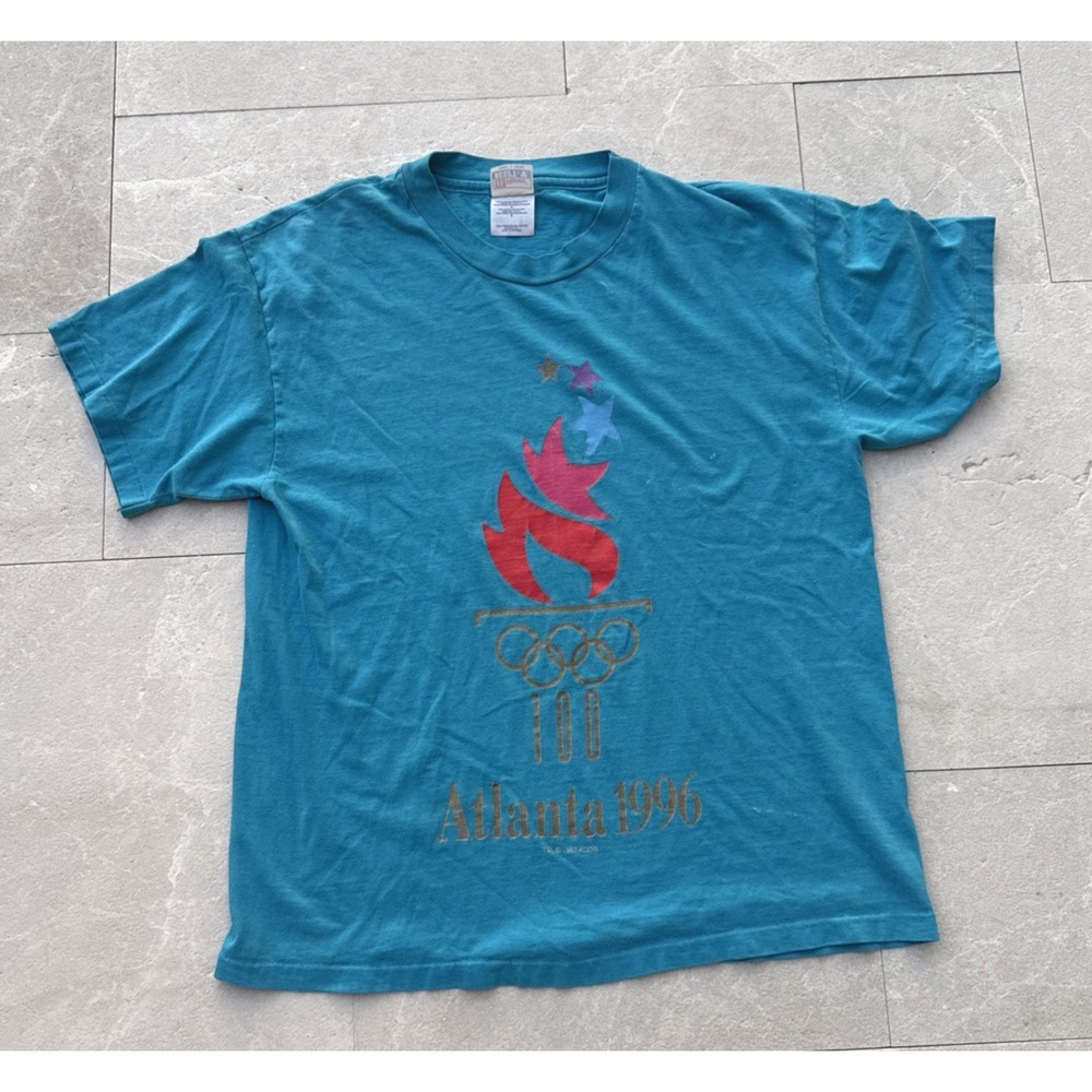 VTG Hanes Atlanta Tee 1996 XXVI Olympic Summer Games Torch Graphic T-Shirt Sz L*